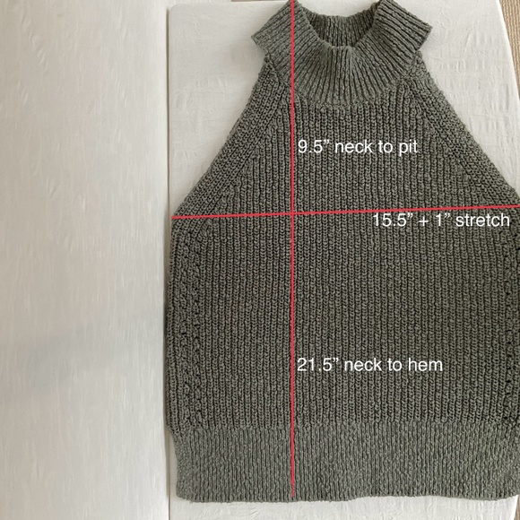 Gentle Fawn Cotton Knit Sleeveless Halter Neckline Tank Sweater Top Sage Green S - Picture 13 of 13